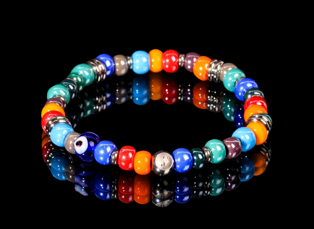 Glass Beaded Charm Bracelet