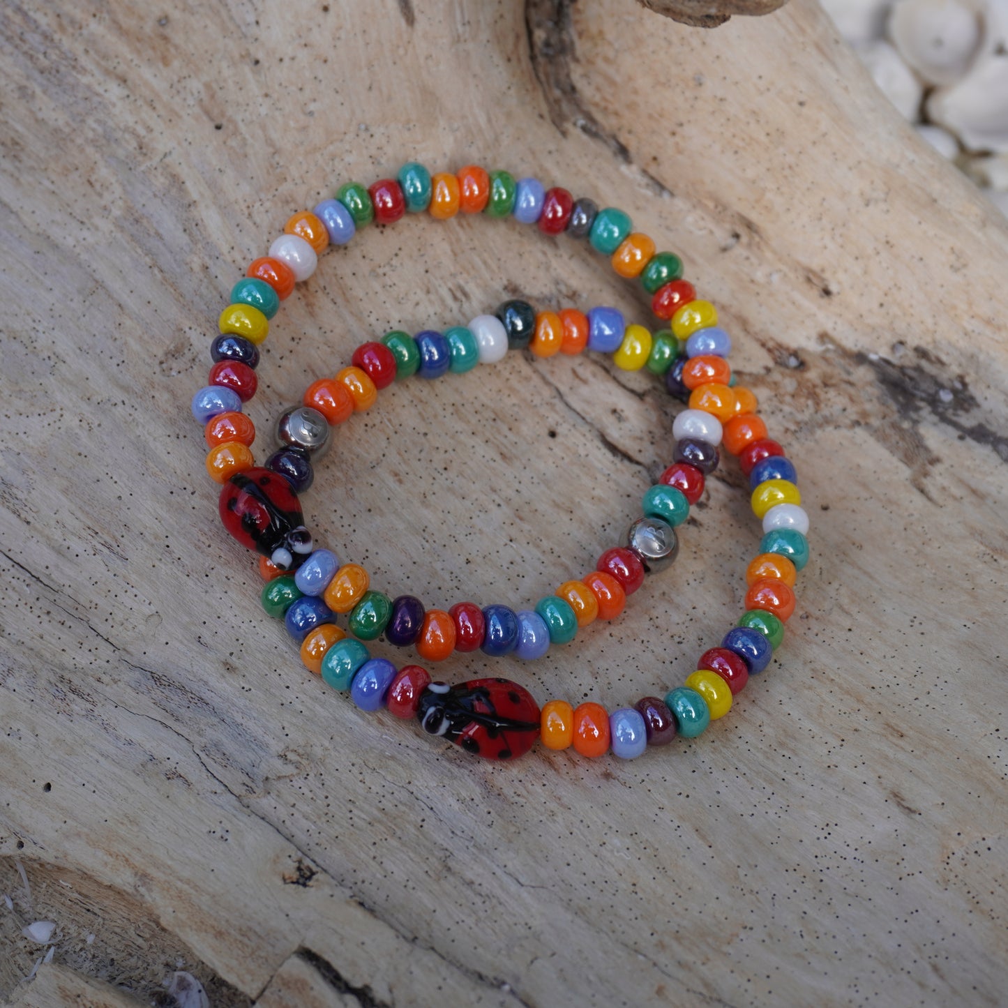 Glass Beaded Charm Bracelet