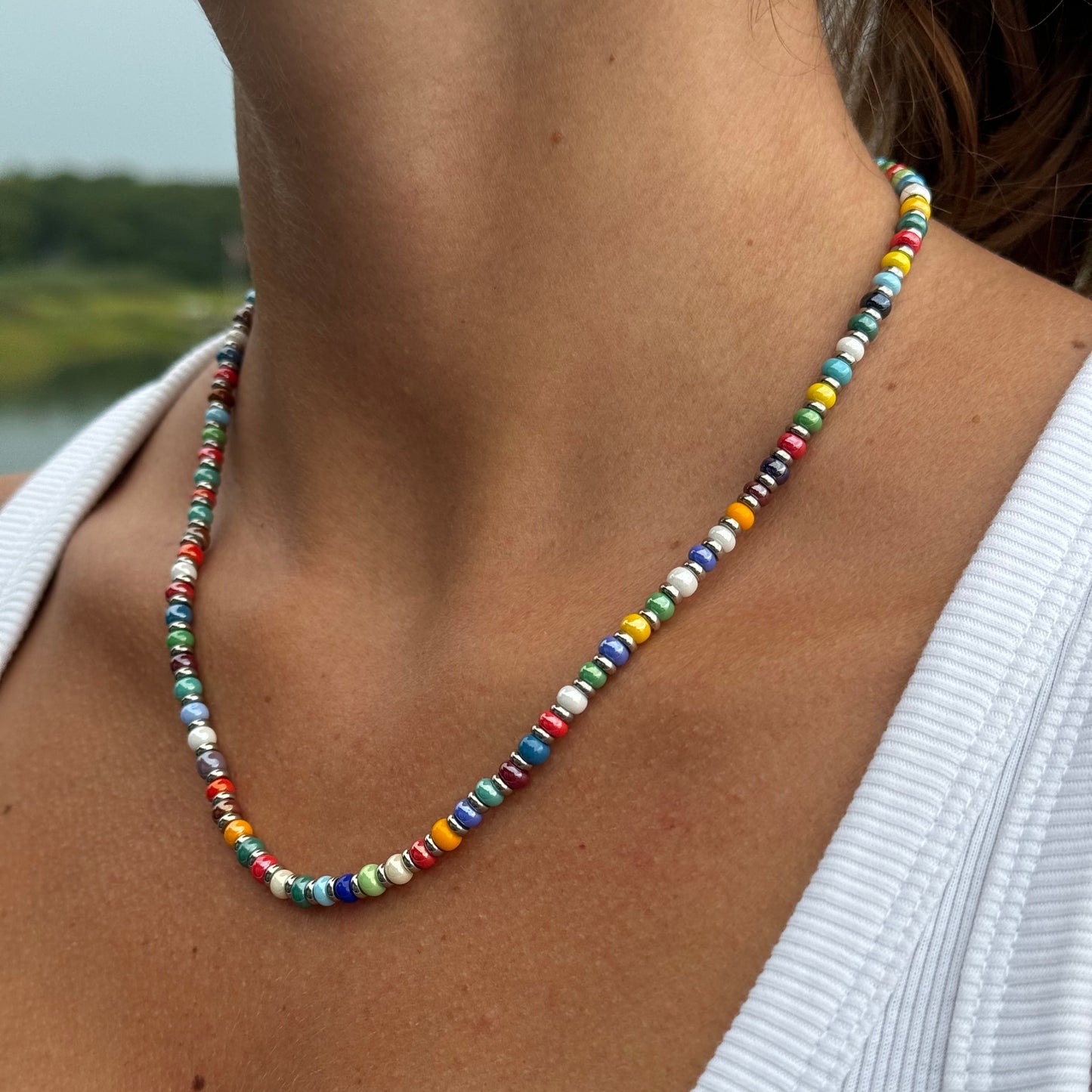 Glass Beaded Choker Necklace