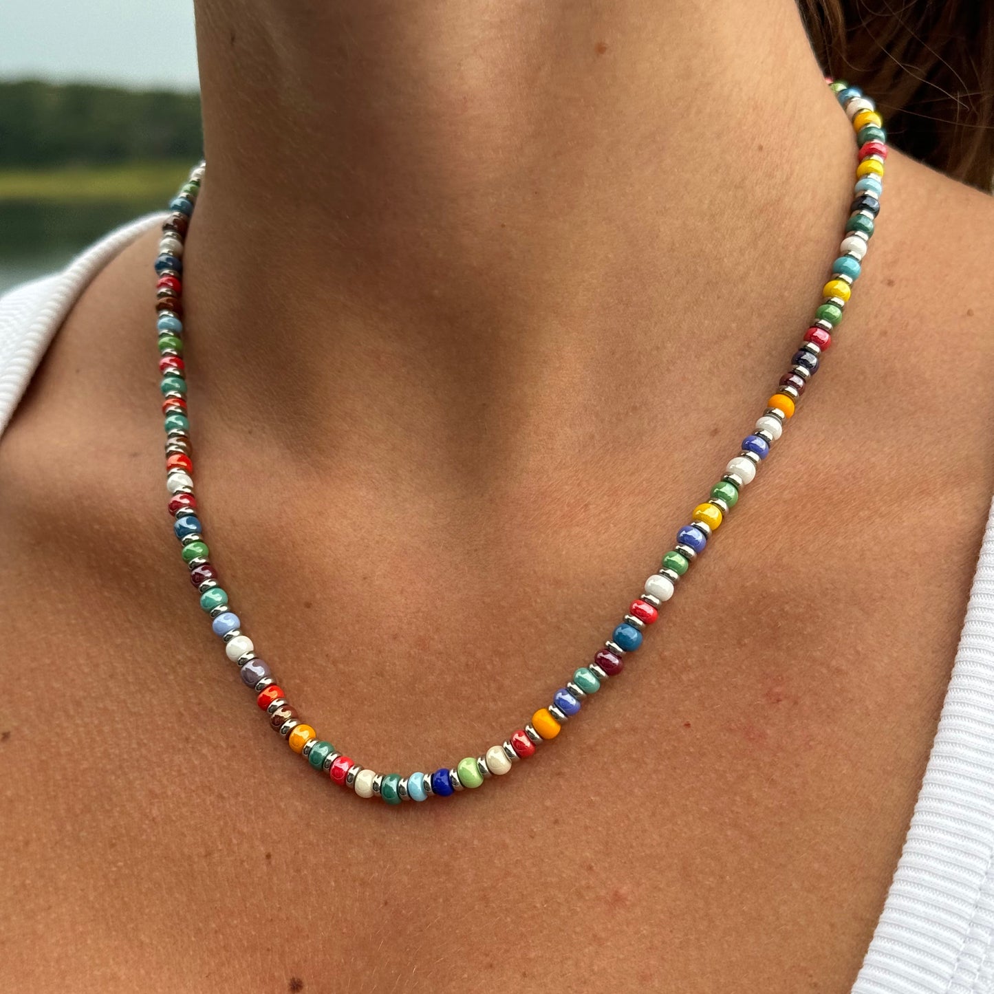 Glass Beaded Choker Necklace