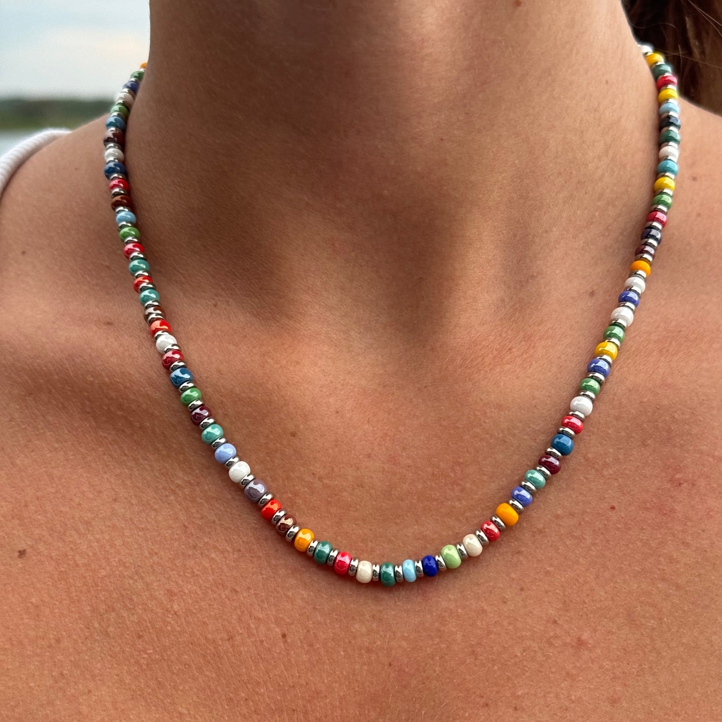 Glass Beaded Choker Necklace