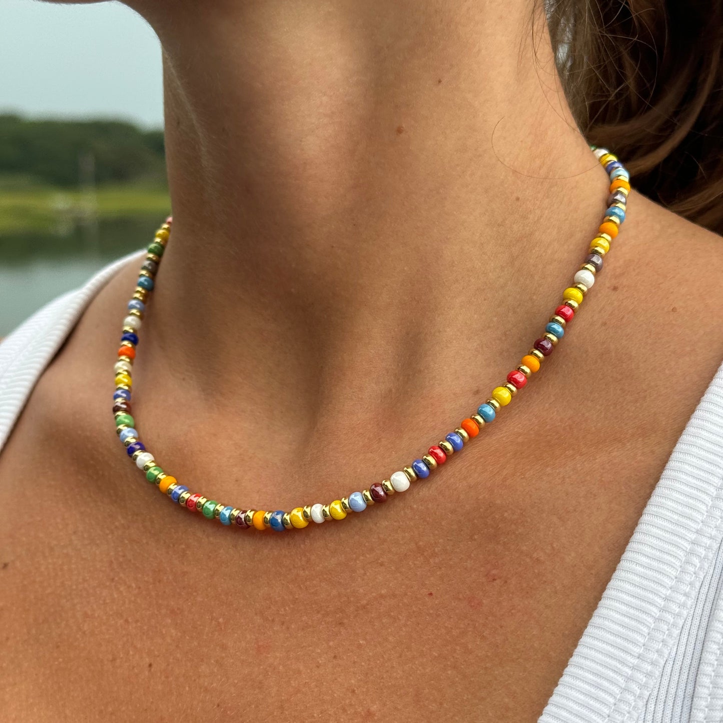 Glass Beaded Choker Necklace