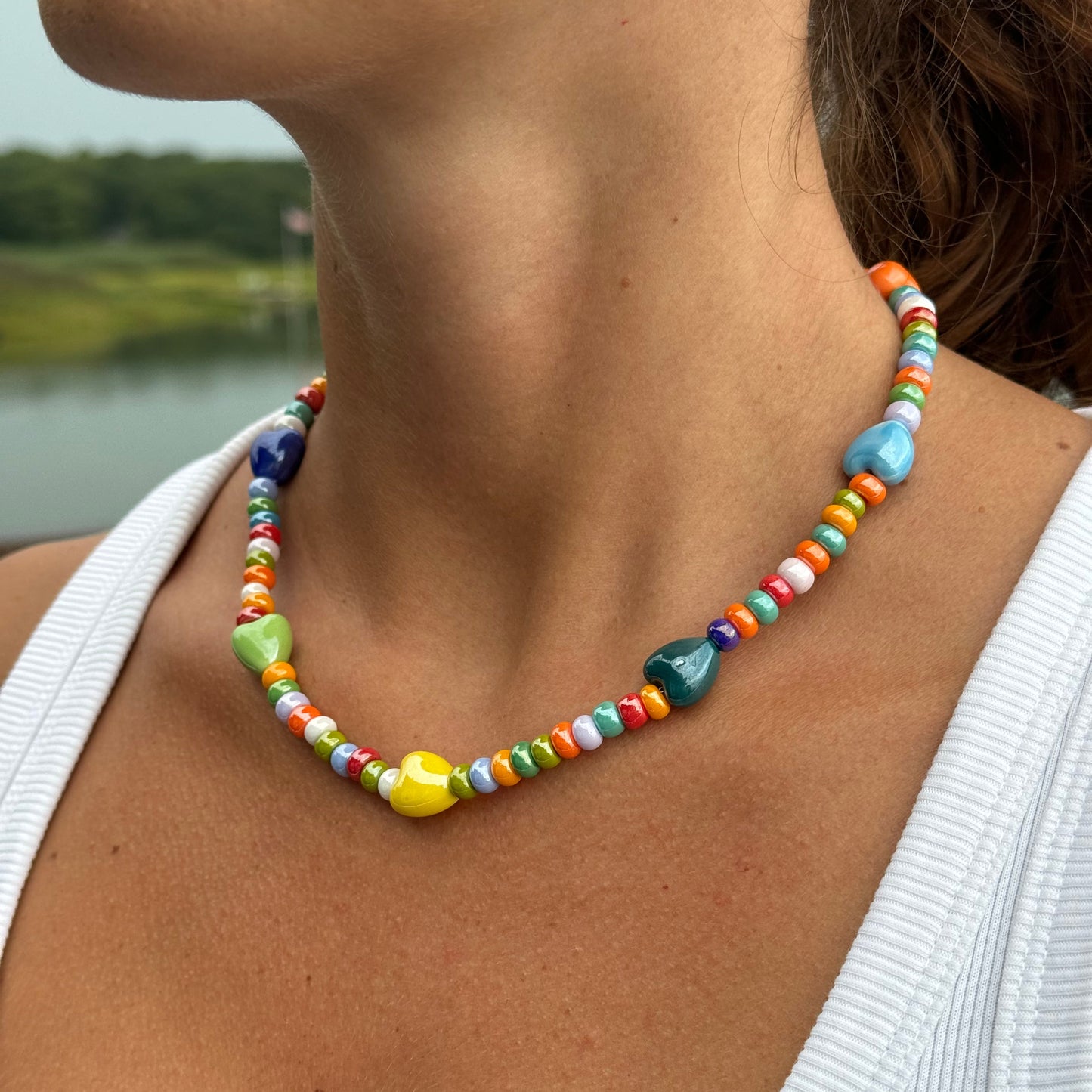 Heart Charm Choker Necklace