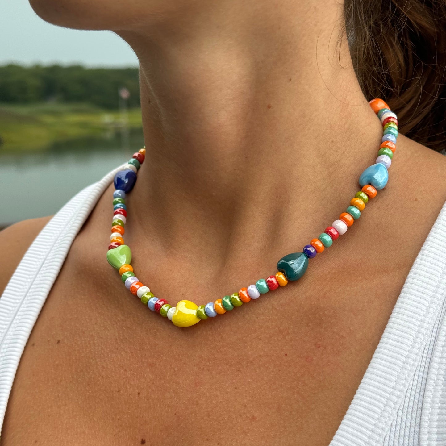 Heart Charm Choker Necklace