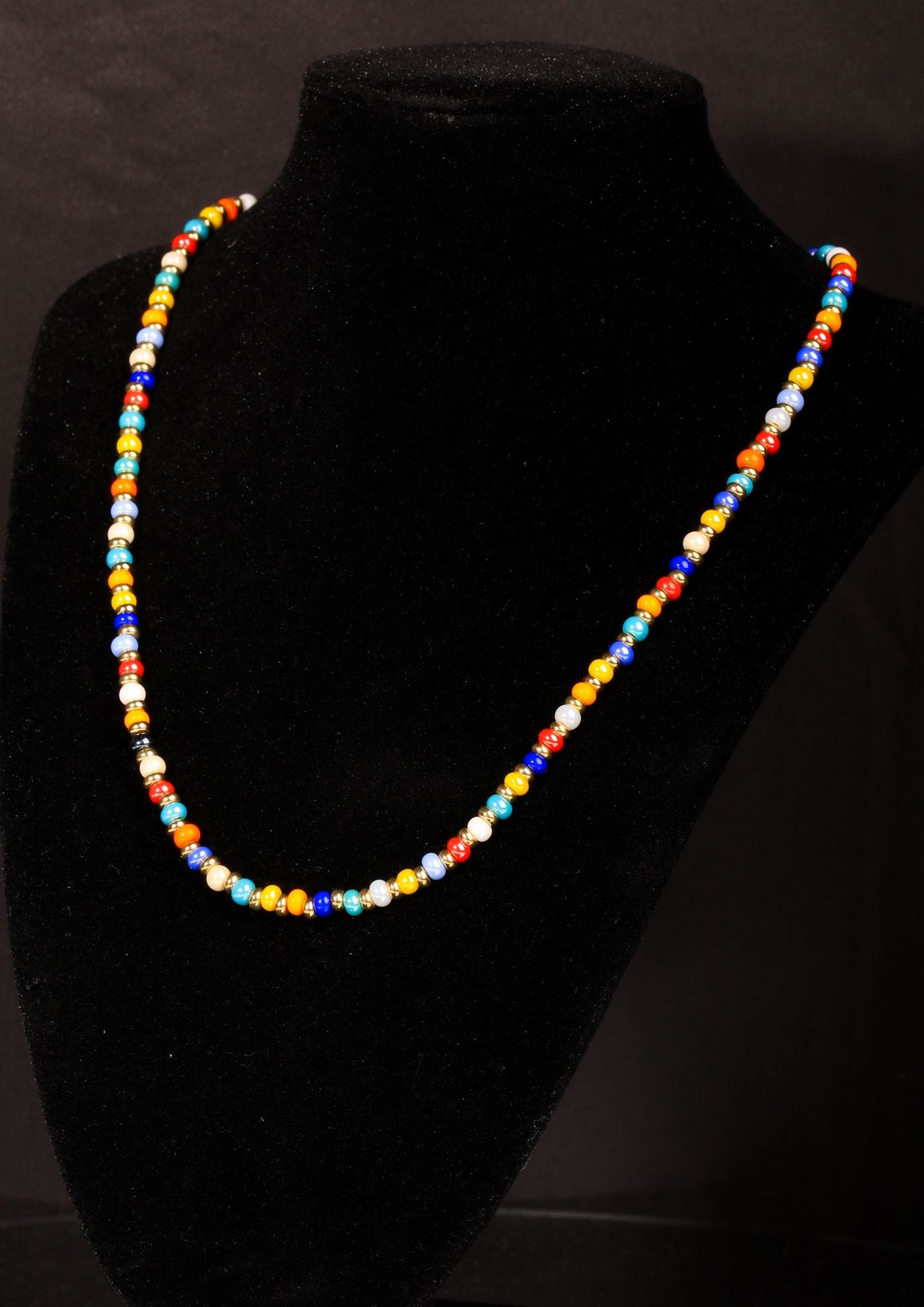 Glass Beaded Choker Necklace 4mm (Gold)